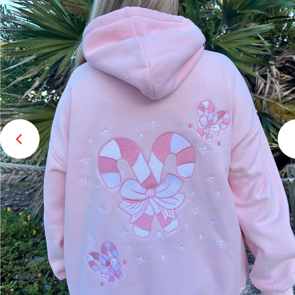 Sumkissed Light Pink Candy Cane Wonderland Hoodie Size M - Picture 3 of 8
